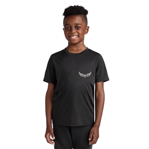 Camiseta Negra de Manga Corta con Estampado de Logotipo de Ala, Secado Rápido, Corte Regular, Camiseta Informal para Hombre - Product Image 1