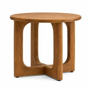 Mesa de Comedor Moderna Escandinava de Madera de Teca Sólida con Base de Pedestal en Forma de U, Muebles Ecológicos para Apartamento - Product Image 1