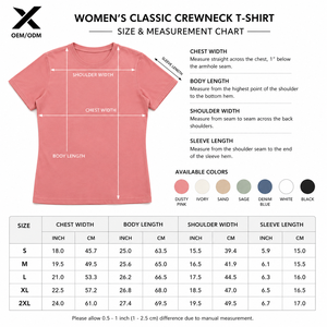 เสื้อยืดคอกลมคลาสสิกสำหรับผู้หญิง X รุ่นแขนสั้น สีพื้น ทรงปกติ ผ้าฝ้ายเจอร์ซีย์ 100% เสื้อยืดลำลอง มีหลายขนาดให้เลือก - Product Image 5