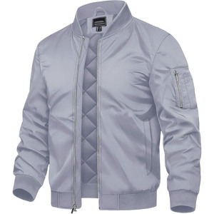 Blouson bomber matelassé bleu pour homme, fermeture éclair, col montant, vêtement d'extérieur décontracté, coupe-vent, pour l'automne et l'hiver - Product Image 3