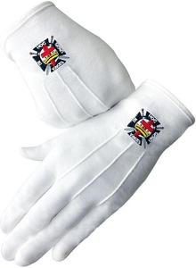 Gants maçonniques des Templiers, gants en coton blanc avec croix rouge brodée, insignes maçonniques - Product Image 2