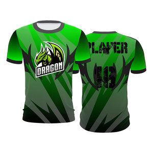 Camiseta Deportiva Dragon Verde y Negra con Estampado por Sublimación de Secado Rápido 100% Poliéster Cuello Redondo Unisex para Adultos - Product Image 1