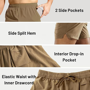 Shorts de sport pour hommes, taille élastique, couleur unie, décontractés, pour l'entraînement et la détente, coupe ample, été, respirants, écologiques, biologiques - Product Image 2