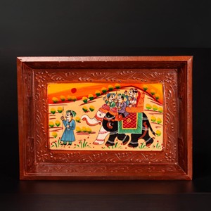 Bandeja Rectangular de Madera de Pino Pintada a Mano, Estilo Tradicional |   Plato de Madera de Arte Folclórico Indio al por Mayor - Product Image 6