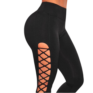 Leggings de yoga personnalisés à taille haute sans couture pour femmes - Spandex tricoté antibactérien fin avec poches pleine longueur - Product Image 4