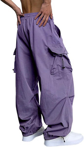 กางเกงคาร์โก้ไนลอนสีม่วงสำหรับผู้ชาย ทรงหลวม หลายกระเป๋า กางเกงจ็อกเกอร์ คุณภาพสูง ผู้ผลิตตามสั่ง ขายส่ง - Product Image 3