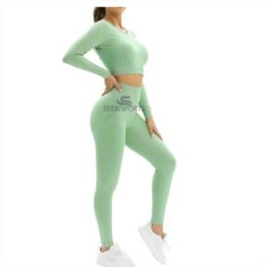 Ensemble de sport pour femme : Legging long à maintien élevé et soutien-gorge, taille élastique personnalisée sur le devant, haute qualité, sans couture, respirant - Product Image 5