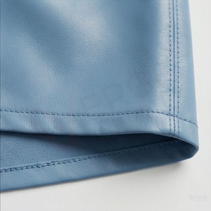 Mini-jupe en cuir PU taille haute pour femme, jupe courte crayon unie à lacets - Product Image 6
