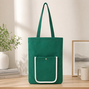 Bolsa de Lona de Algodón de 300 GSM con Logotipo Personalizado, Bolsa de Hombro Acolchada para Portátil con Bolsillo Frontal, 32x43 cm, Proveedor Mayorista OEM ODM - Product Image 3