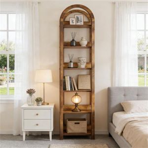 Libreria ad Arco Alto con Scaffale Aperto e Porta Piante, Eleganti Librerie per Ufficio Domestico - Product Image 2