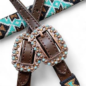 Premium Western Equestrian Argentina cuero de vaca con cuentas Headstall Breastplate Withers Strap Set cobre Hardware OEM aceptar - Product Image 6