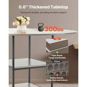 Tavolo da Pranzo Rotondo Moderno in Legno da 47 Pollici per 4-6 Persone, Arredamento per il Tempo Libero con Ripiano Portaoggetti - Product Image 6