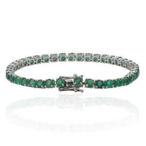 High Quality Classic 4 MM Round Cut 100% Genuine Emerald May Birthstone Fine Tennis <b>Bracelet</b> For Everyday Luxury Wear Jewelry - Product Image 3