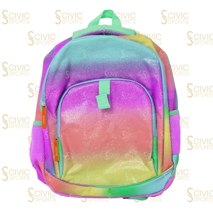 Civic Sports <b>Rainbow</b> Glitter Backpack for Girls School Fashion Softback 20-35L Waterproof Polyester Zipper Closure - Product Image 1