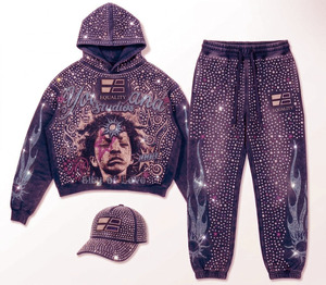 Conjunto de Chándal Personalizado con Pedrería, 100% Algodón, Diseño Brillante con Cristales y Marca Personalizada, MOQ Bajo Disponible - Product Image 2