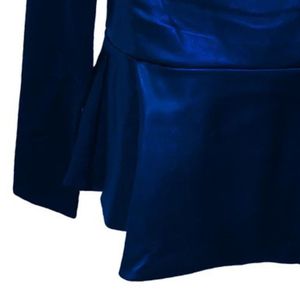 Blusa Elegante de Manga Larga Azul para Mujer, Marca Zeta Phi Beta, con Detalles en Cuero Vegano, Prenda de la Hermandad Griega, Camisa Estilosa - Product Image 4