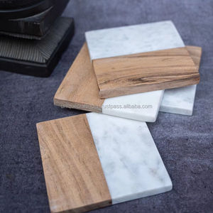 Posavasos Personalizados de Madera Maciza y Mármol, Posavasos de Madera de Acacia Natural al por Mayor para Uso en Hoteles y Hogares - Product Image 1