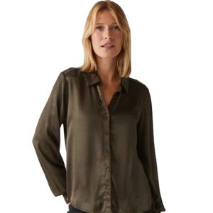 Chemise en satin à manches longues pour femmes-Matériau brillant et confortable, parfait pour les événements formels et les occasions spéciales - Product Image 1