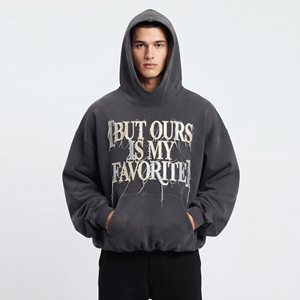 Sweat à capuche homme à épaules tombantes, brodé et effet usé, coupe oversize, lavé, pour l'hiver - Product Image 1