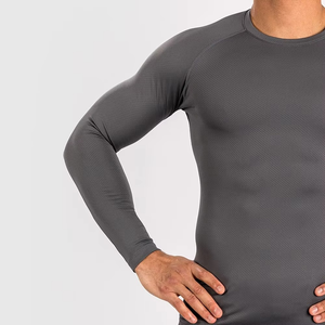 T-shirt de compression pour homme avec logo frontal, 100 % coton, respirant, séchage rapide, vêtement de sport décontracté, fitness, sportswear, activewear - Product Image 3