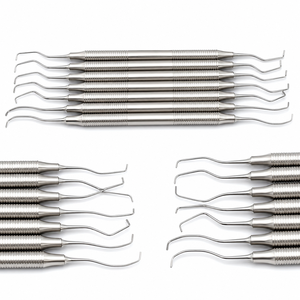 Ensemble de curettes Gracey 7 pièces en acier inoxydable, instruments chirurgicaux dentaires, poignée moletée, manuel, classe I - Product Image 5