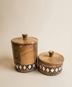 En gros, Bol à bougie rond en bois avec couvercle en bois, Récipient pour bougies, Décoration de Noël, Prix bas, En vrac, Outils pour épices indiennes - Product Image 6