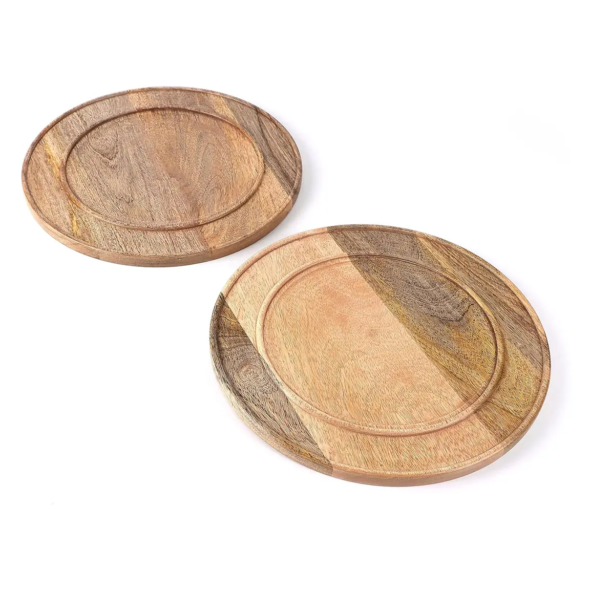 Massief Mango Hout Ladingen Schotelplaat Set Van 2 Voor Eettafel Decoratie Gebruik Houten Ronde Sandwich Dessertblad Set Goedkope Prijs