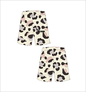Shorts de basketball personnalisés imprimé léopard beige et marron foncé, en maille respirante, pour l'entraînement sportif, le streetwear d'été et les vêtements de sport - Product Image 1