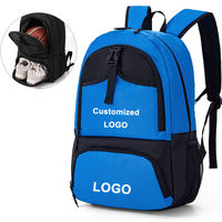 Mochila Deportiva Personalizada con Logotipo, Impermeable, con Cierre, Puerto USB, Correa de Hombro Arqueada Anti-Robo, Compartimento para Zapatos, para Balón y Portátil