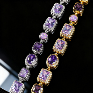 สร้อยข้อมือเทนนิสเงินแท้ 925 ประดับเพชรโมอิสซาไนต์ VVS แบบ Iced Out สไตล์ Rock Sugar เครื่องประดับฮิปฮอป ชุบทองคำขาวและทองเหลือง ขนาด 6 มม. ยาว 7 นิ้ว - Product Image 5