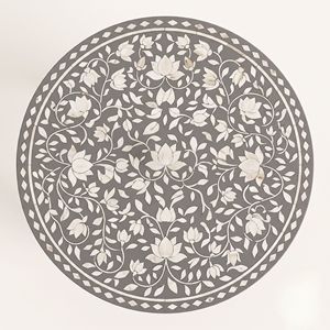 Mesita de Noche Antigua con Incrustaciones de Hueso y Diseño Floral de Loto, con Color Personalizado para Decoración del Hogar, por Vikis Arts World Export - Product Image 3