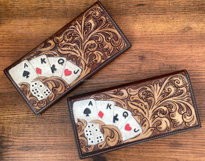 New Wholesale Hand Tooled RFID Blocking Credit <b>Card</b> <b>Holder</b> Long <b>Wallet</b> and Genuine Leather Luxury Designer Aces Women <b>Wallet</b> Set - Product Image 2