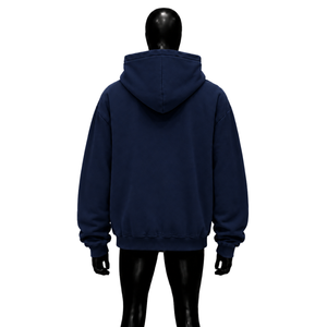Oversized <b>Navy</b> Blue Zip Up Hoodie Wake Up Graphic Print Streetwear <b>Mens</b> Full Zipper Hooded Sweatshirt Casual Urban Fashion Wear - Product Image 2