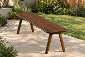 Banc de salle à manger moderne en teck avec coins arrondis et pieds effilés - Product Image 2