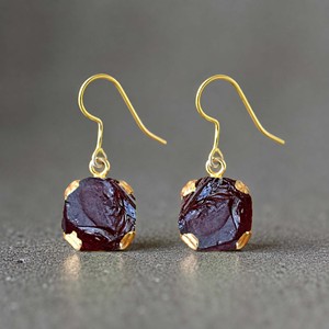 Wholesale Natural Raw <b>Garnet</b> Dangle Hoop <b>Earrings</b> 18k Gold Plated Channel Setting Minimalist Wire Gemstone Jewelry Unisex - Product Image 1
