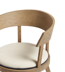 Silla de Comedor Minimalista de Madera de Roble Macizo con Tapizado de Tela Redonda - Product Image 5