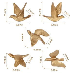 Esculturas de Pared de Aves Hechas a Mano en Latón, Figuras Decorativas de Animales Contemporáneas para Diseño de Interiores de Sala de Estar - Product Image 1