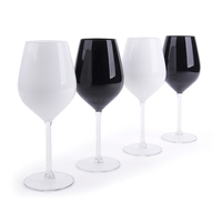 Juego de 4 Copas de Vino Irrompibles Blancas y Negras Excelsa, 500 ml Cada Una, Diseño Minimalista para Fiestas