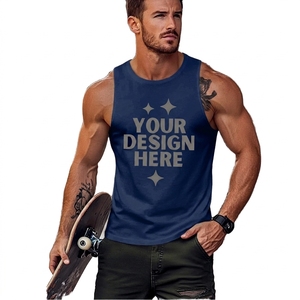 <b>Men's</b> <b>White</b> Cotton Tank Top O-Neck Printed Casual Breathable Sleeveless <b>Vest</b> Front Logo Design - Product Image 2