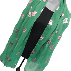 AKA Foil Applique Gauze Scarf Green Lightweight Fashion <b>Wrap</b> with <b>Pink</b> Foil Crest Print Soft Sorority Shawl for Women - Product Image 6