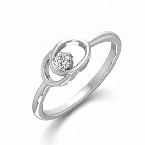 Bague de tous les jours pour femme en or 14 carats et diamants naturels, design Ophelya |   1 carat 0,10 ct couleur G plaqué rhodium taille brillant luxe - Product Image 1