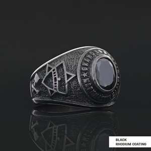 แหวนเมสัน BOJ รุ่น 022 แบบกำหนดเองได้ สำหรับทั้งชายและหญิง แหวนตราประทับฟรีเมสันส่วนบุคคล แหวนตราประทับมาสเตอร์เมสันเท็กซัส สไตล์ฮิปฮอป สีเงิน ราคาประหยัด - Product Image 5