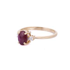 14K Yellow Gold Ruby Statement <b>Ring</b>-Natural Stone <b>Resizable</b> Wedding Band - Product Image 3