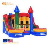 Château gonflable multi-thèmes de qualité commerciale avec toboggan, grand château gonflable pour enfants, location pour fêtes toute saison