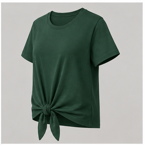 เสื้อยืดคอกลมแขนสั้นสีเขียวป่าสำหรับผู้หญิง รุ่น WTS-0010 - Product Image 3