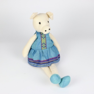 Truc Lam Jouet en peluche fait main, Porc à pattes longues ethnique thaïlandais Mai Chau vêtu d'un brocart, taille S, Haute Qualité - Product Image 5