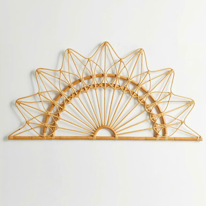 Meubles de chambre à coucher faits à la main, accessoires, tête de lit en rotin naturel, qualité supérieure, tête de lit Sun. - Product Image 1