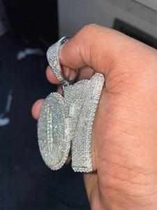 Colgante de Plata 925 con Moissanita Personalizada Número 07, Estilo Hip Hop, Corte Brillante, Diamante VVS, Certificado IGI, Joyería Fina Unisex - Product Image 5