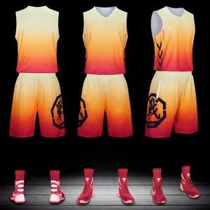 Ensemble de maillots de basket-ball personnalisables à dégradé de couleurs, sans manches, col en V, évacuation de l'humidité, séchage rapide, uniforme unisexe pour adultes - Product Image 3