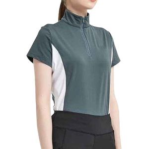 Vêtement de base équestre pour femmes, respirant, en polyester et élasthanne, à manches courtes, personnalisable avec logo, pour la compétition - Product Image 4